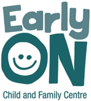 EarlyON Child and Family Centre logo with the text 'EarlyON' and a smiling face inside the letter O.